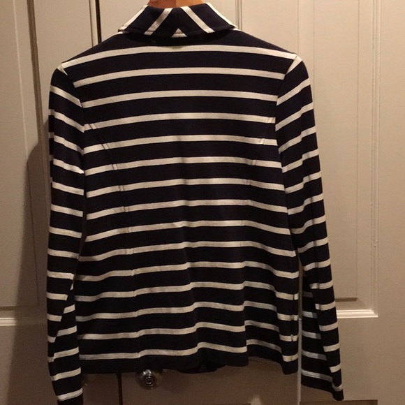 Talbots Navy/White Striped Moto Styled Cotton Jacket - Picture 4 of 9